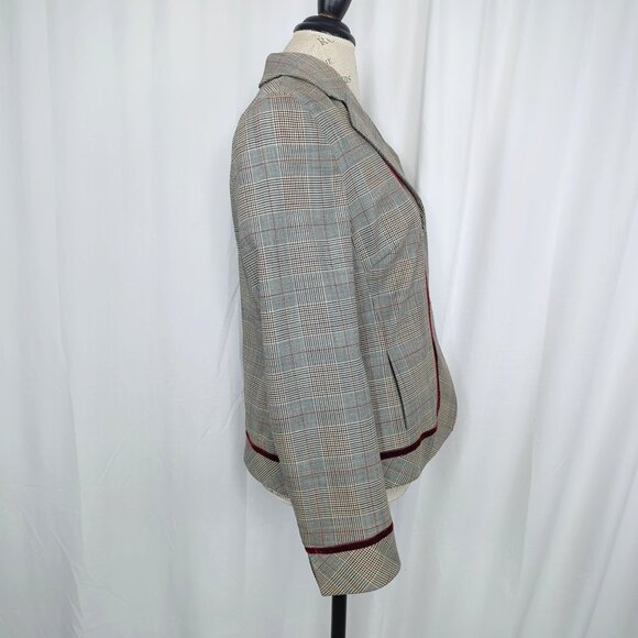 Vintage 90s Louis Feraud Blazer 8 Medium Gray Plaid - Picture 7 of 8